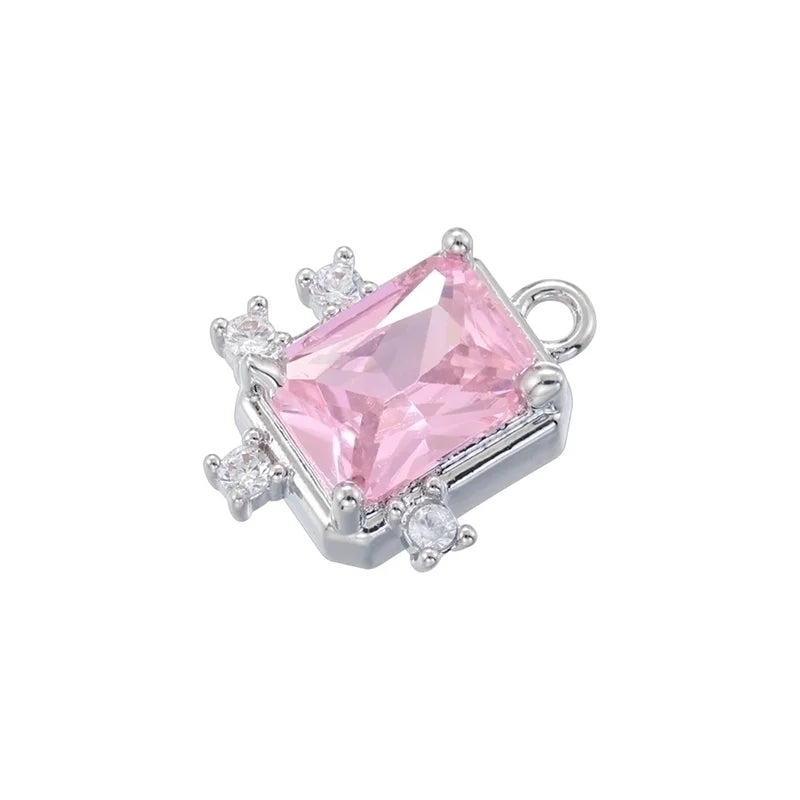 Silver Pink Diamond Charm