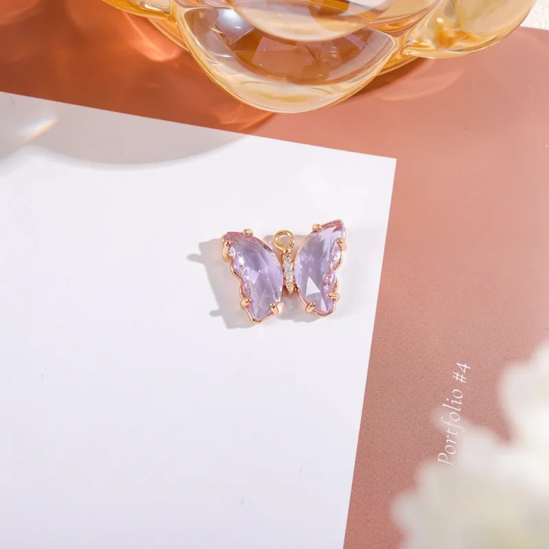 Crystal Purple Butterfly Charm Pendant