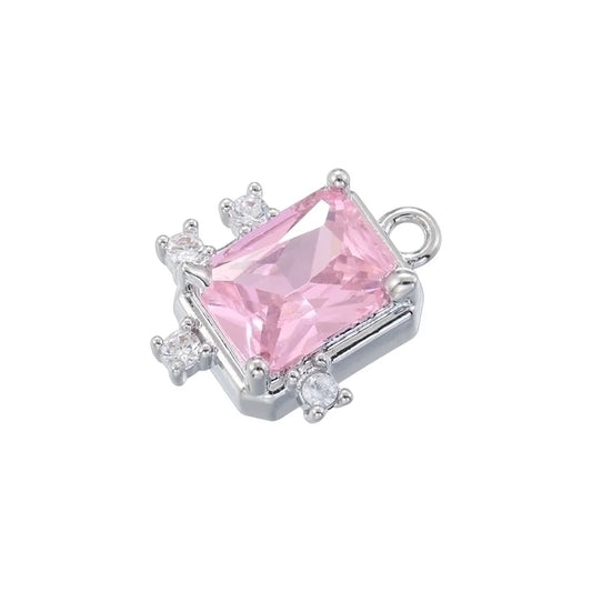 Silver Pink Diamond Charm