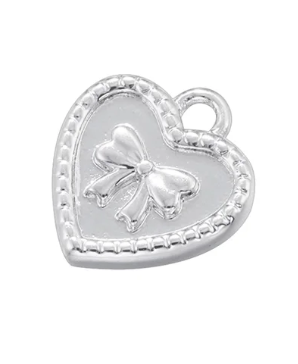 Silver Bow Heart Charm